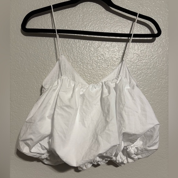 Zara White Balloon Hem Combination Top size Small - Picture 5 of 5